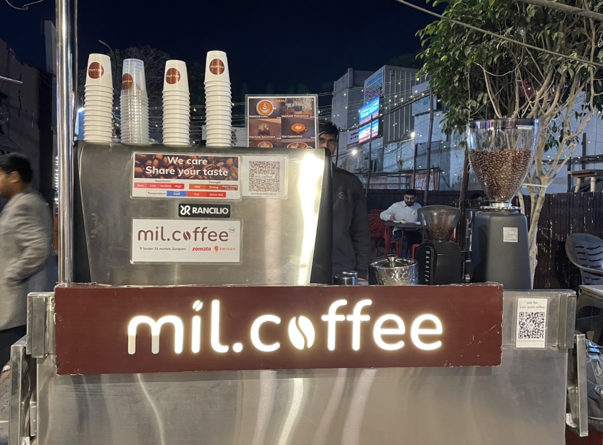 Milind at a pop-up specialty coffee stand